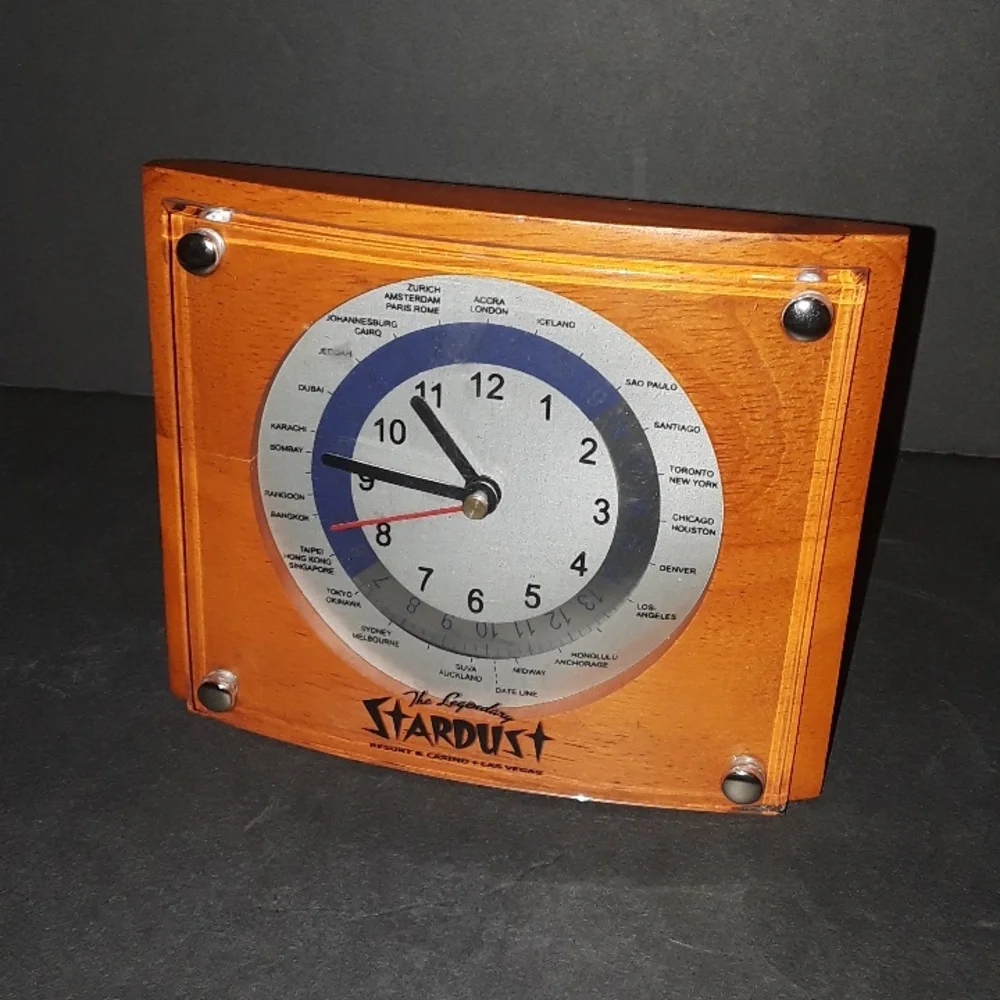NEW QUALITY THE LEGENDARY STARDUST RESORT & CASINO LAS VEGAS WOOD WORLD CLOCK